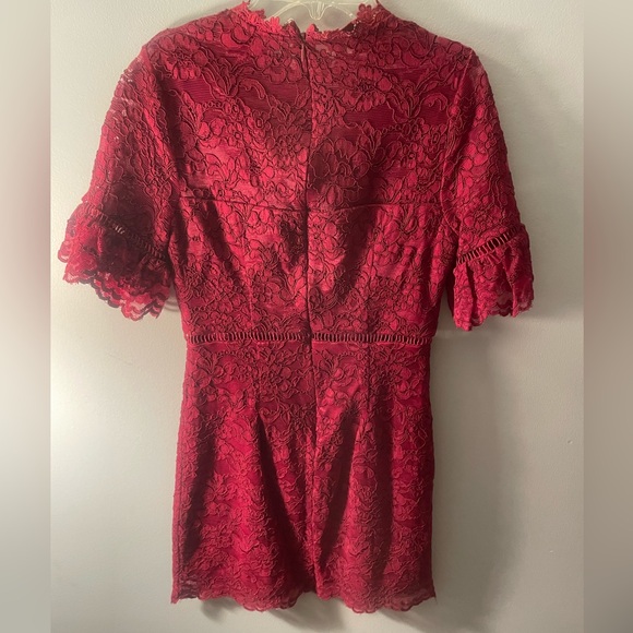 Ina Red Lace Short Sleeve Dress - Picture 2 of 3